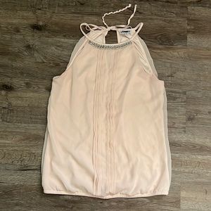 Cream Express tank top with pearls and gems